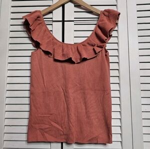 Loft • Ruffle Sleeveless Sweater Top
